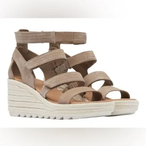 SOREL Cameron Wedge Multi-Strap Espadrilles Omega Taupe Sea Salt Size 6.5