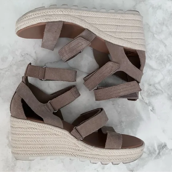 SOREL Cameron Wedge Multi-Strap Espadrilles Omega Taupe Sea Salt Size 6.5