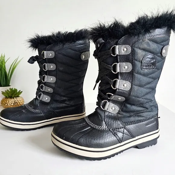 SOREL Children's Tofino ll Waterproof Winter Insulated Girls Black Boots Size 3