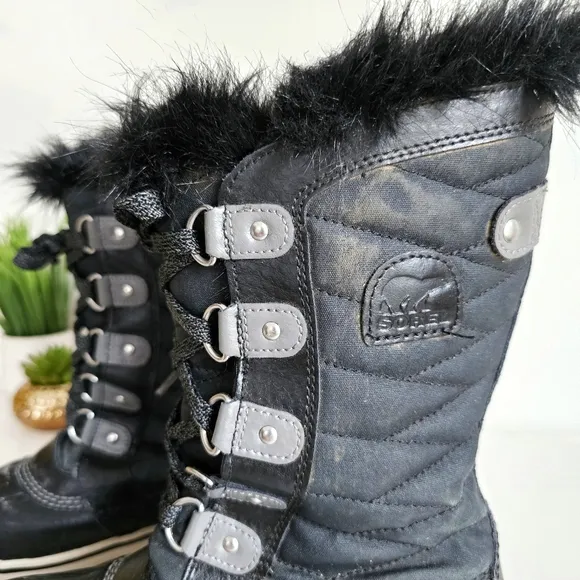 SOREL Children's Tofino ll Waterproof Winter Insulated Girls Black Boots Size 3
