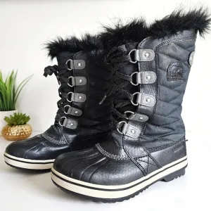 SOREL Children's Tofino ll Waterproof Winter Insulated Girls Black Boots Size 3