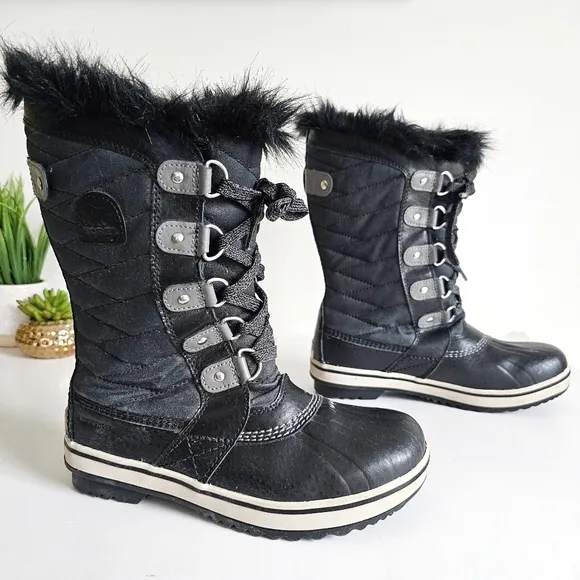 SOREL Children's Tofino ll Waterproof Winter Insulated Girls Black Boots Size 3