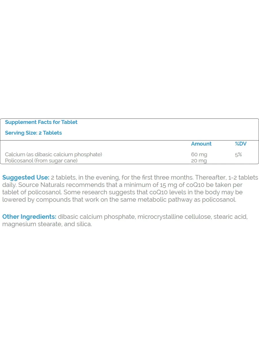 Source Naturals, Policosanol 10 mg, 30 tablets