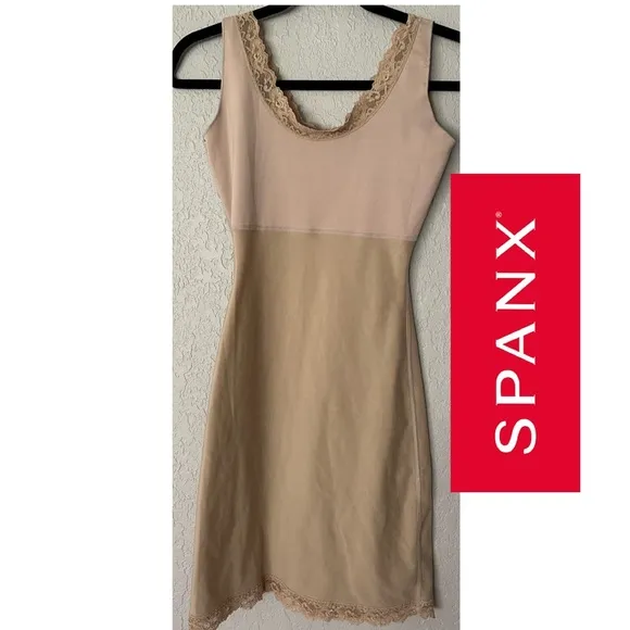 Spanx Lace Full Body Support Slip Bodycon Shapewear Size Medium Nude
