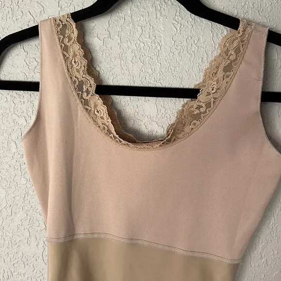 Spanx Lace Full Body Support Slip Bodycon Shapewear Size Medium Nude