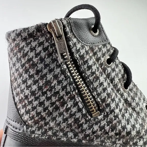 Sperry Boots womens 6 Syren Gulf Tailored Duck Rain Boots Plaid Black Grey