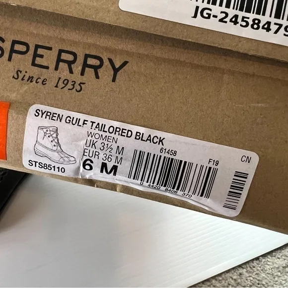 Sperry Boots womens 6 Syren Gulf Tailored Duck Rain Boots Plaid Black Grey