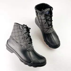 Sperry Boots womens 6 Syren Gulf Tailored Duck Rain Boots Plaid Black Grey