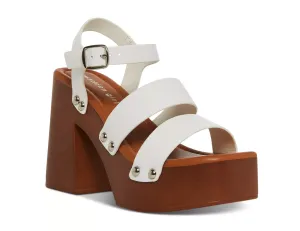 Square Toe Buckle Strap Platform Heel Sandals