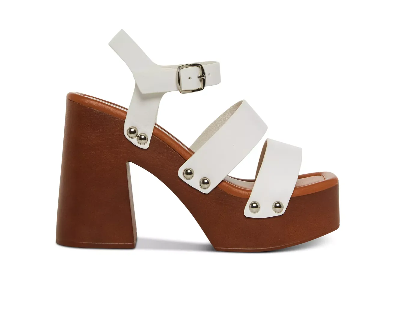 Square Toe Buckle Strap Platform Heel Sandals