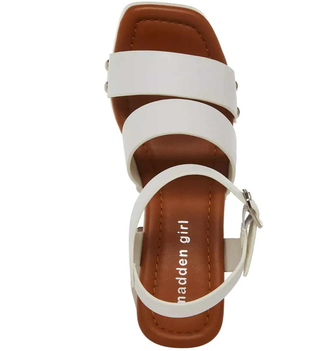 Square Toe Buckle Strap Platform Heel Sandals
