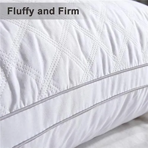 Standard Pillows for Sleeping 2 Pack Gusseted Bed Pillow, 20x26 Soft Hotel Pillow for Side and Back Sleeper, Plush Fiber Breathable Cotton Cover Full Pillow Set of 2 (Standard Size)
