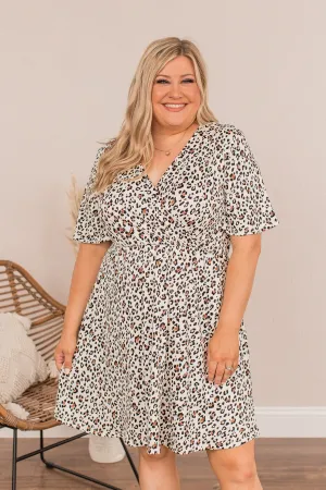 Standing My Ground Leopard Dress- Ivory