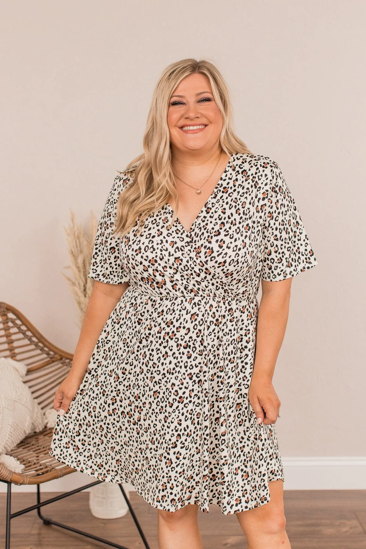 Standing My Ground Leopard Dress- Ivory