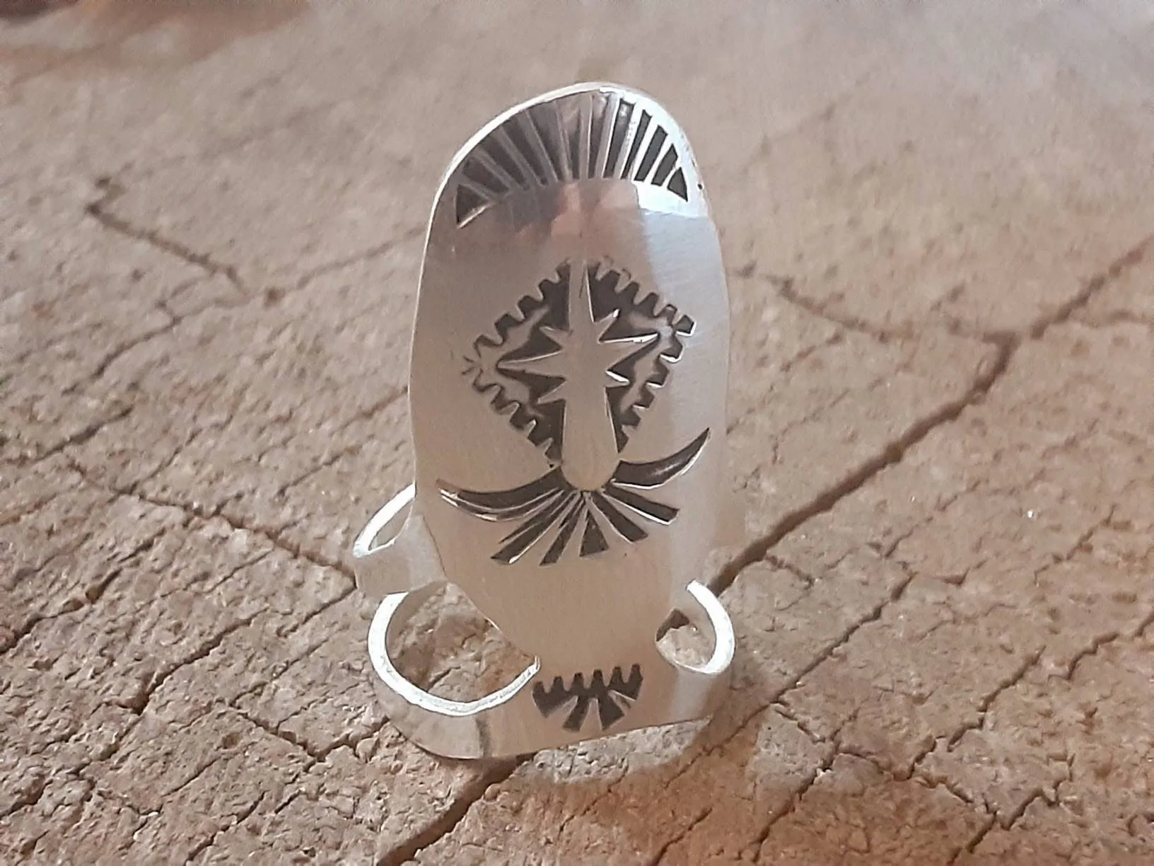 Sterling silver finger nail ring - midi ring or finger pick - nail armor ring - adjustable ring