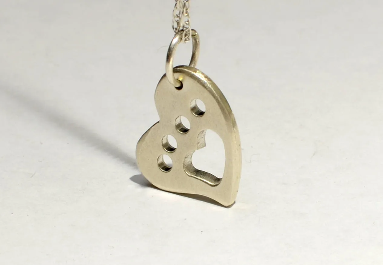 Sterling silver personalized paw pet tag and charm