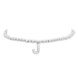 STRETCH INITIAL BRACELET, SILVER