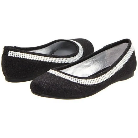 Stuart Weitzman Kids Black Cobra Flat Dress Shoes