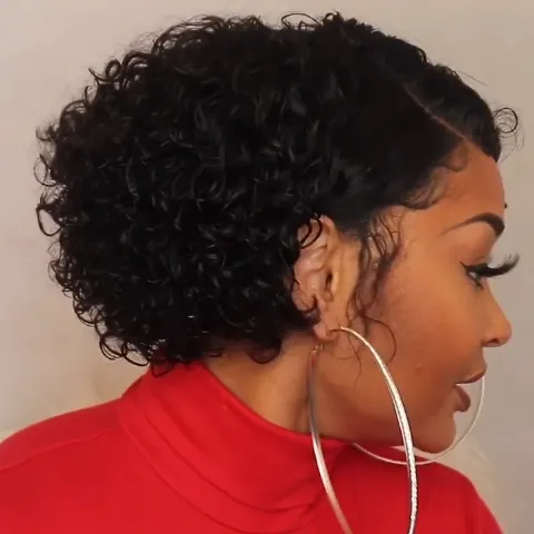 Stunning black wool roll wig