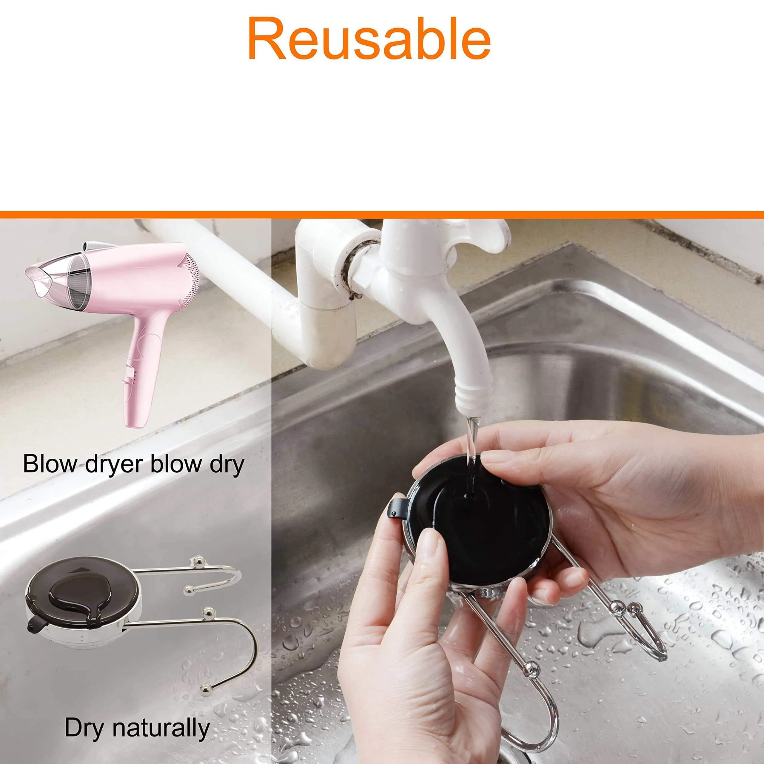 Suction Cup Hook,OKOMATCH Chrome Adhesive Vacuum Wall Mount Stainless Steel Holder Storage Hanger,Heavy Duty,Repeated Use - 2Pcs/Pack