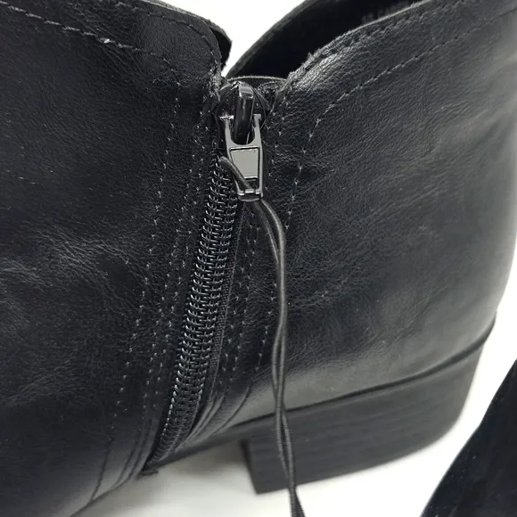 Sun   Stone cadee Faux Leather Womens 10 Stylish Black ankle Boot Almond Toe Nib