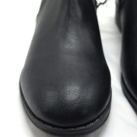 Sun   Stone cadee Faux Leather Womens 10 Stylish Black ankle Boot Almond Toe Nib