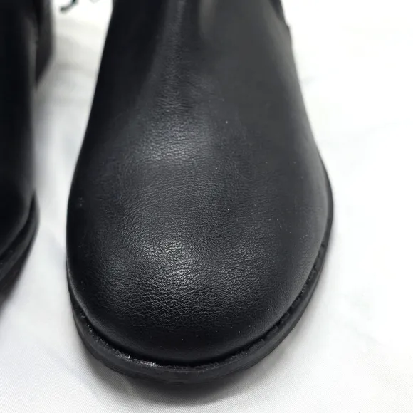 Sun   Stone cadee Faux Leather Womens 10 Stylish Black ankle Boot Almond Toe Nib