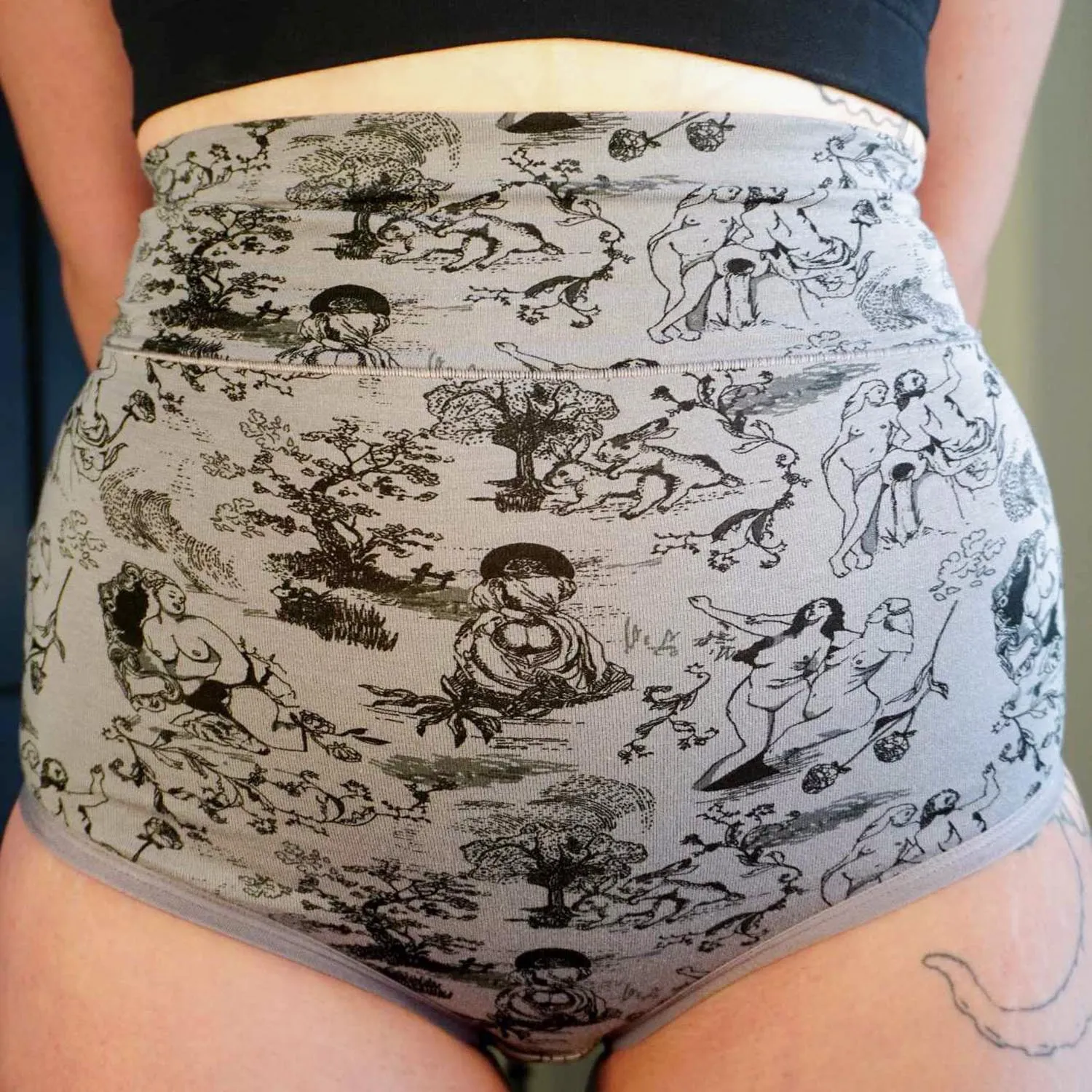 Super High Waist Panties - Passion au Jardin - L'Amour Noir