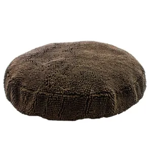 Super Snoozer Microfiber Chenille Round Dog Bed — Dark Chocolate