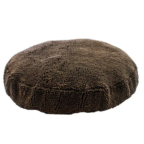 Super Snoozer Microfiber Chenille Round Dog Bed — Dark Chocolate