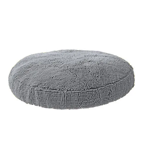 Super Snoozer Microfiber Chenille Round Dog Bed — Grey