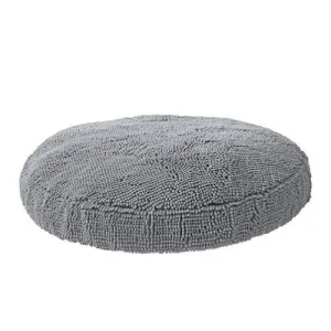 Super Snoozer Microfiber Chenille Round Dog Bed — Grey