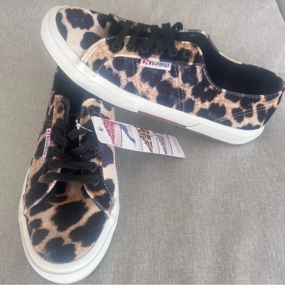 Superga Fantasia Velvet Leopard Sneakers Size 8.5 NWT