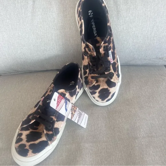 Superga Fantasia Velvet Leopard Sneakers Size 8.5 NWT