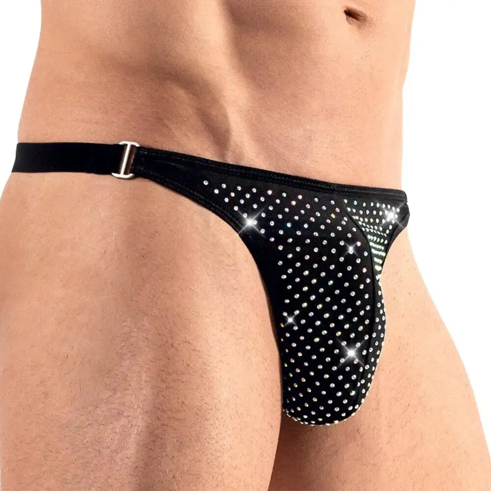 Svenjoyment Black String with Sparkly Rhinestones for Men