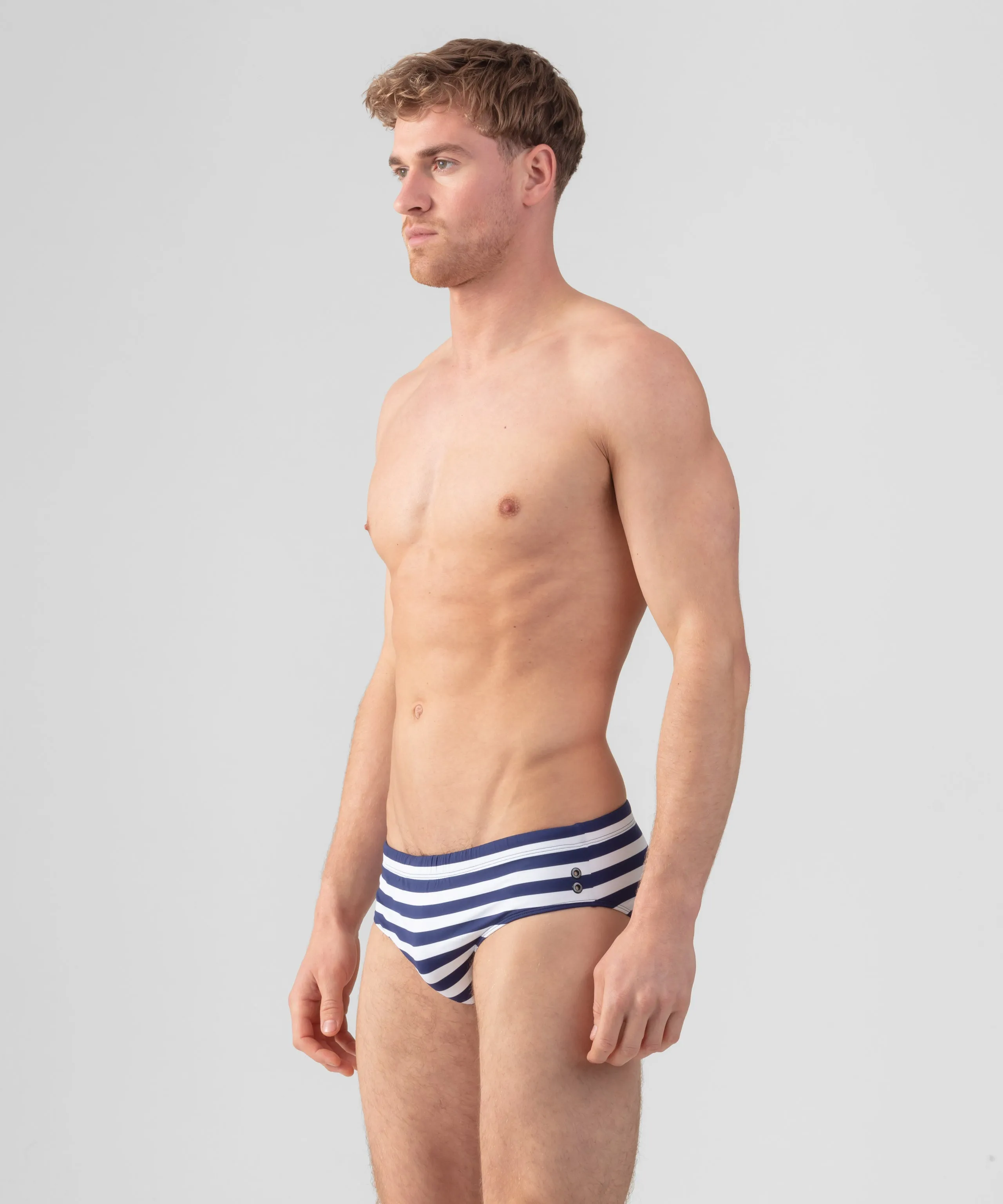 Swim Briefs Horizontal Stripes: Navy/White