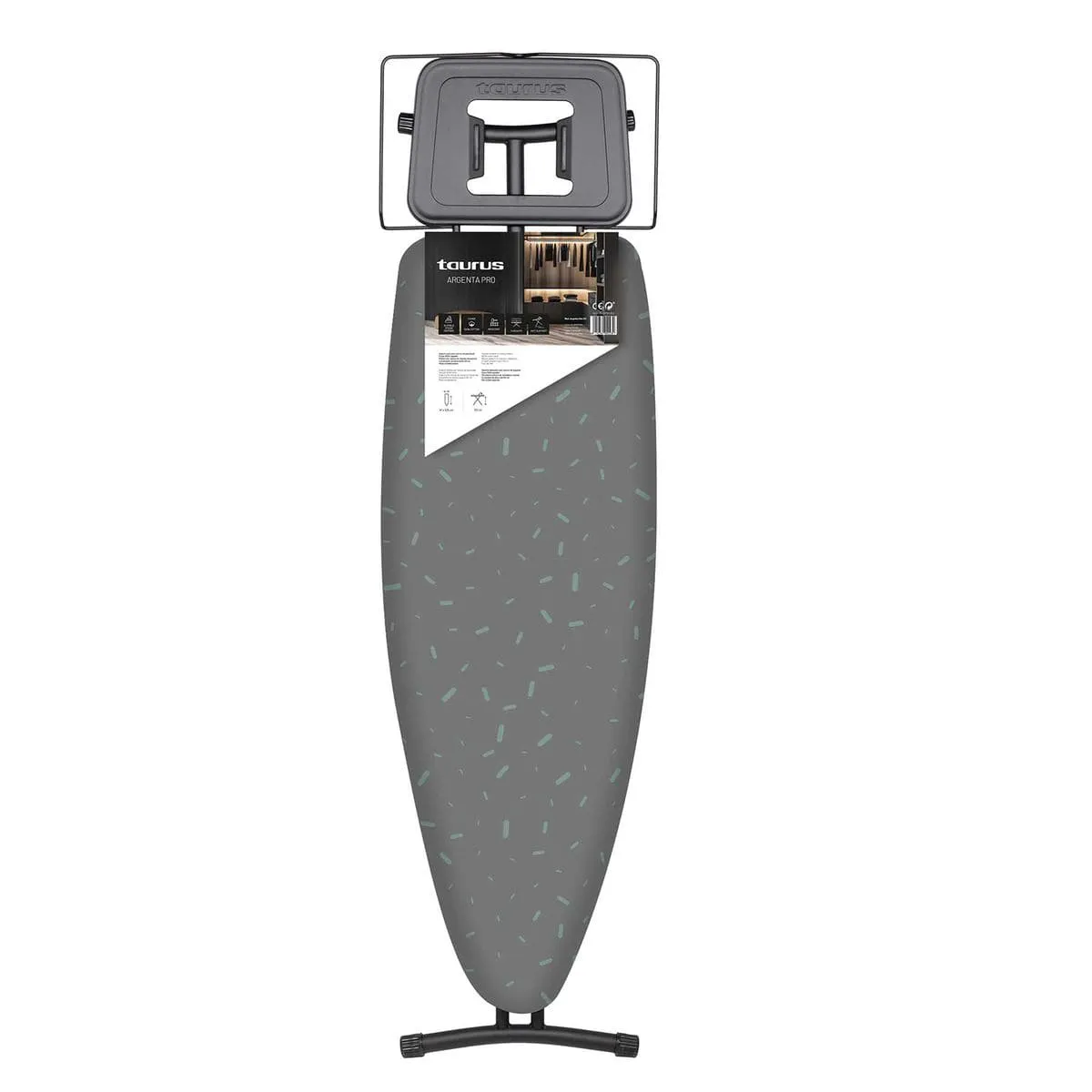 Taurus Ironing Board Mesh Top Powder Coat Grey 124x40cm Argenta Pro