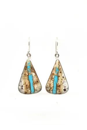 Tear Drop Long Boulder Turquoise Earrings