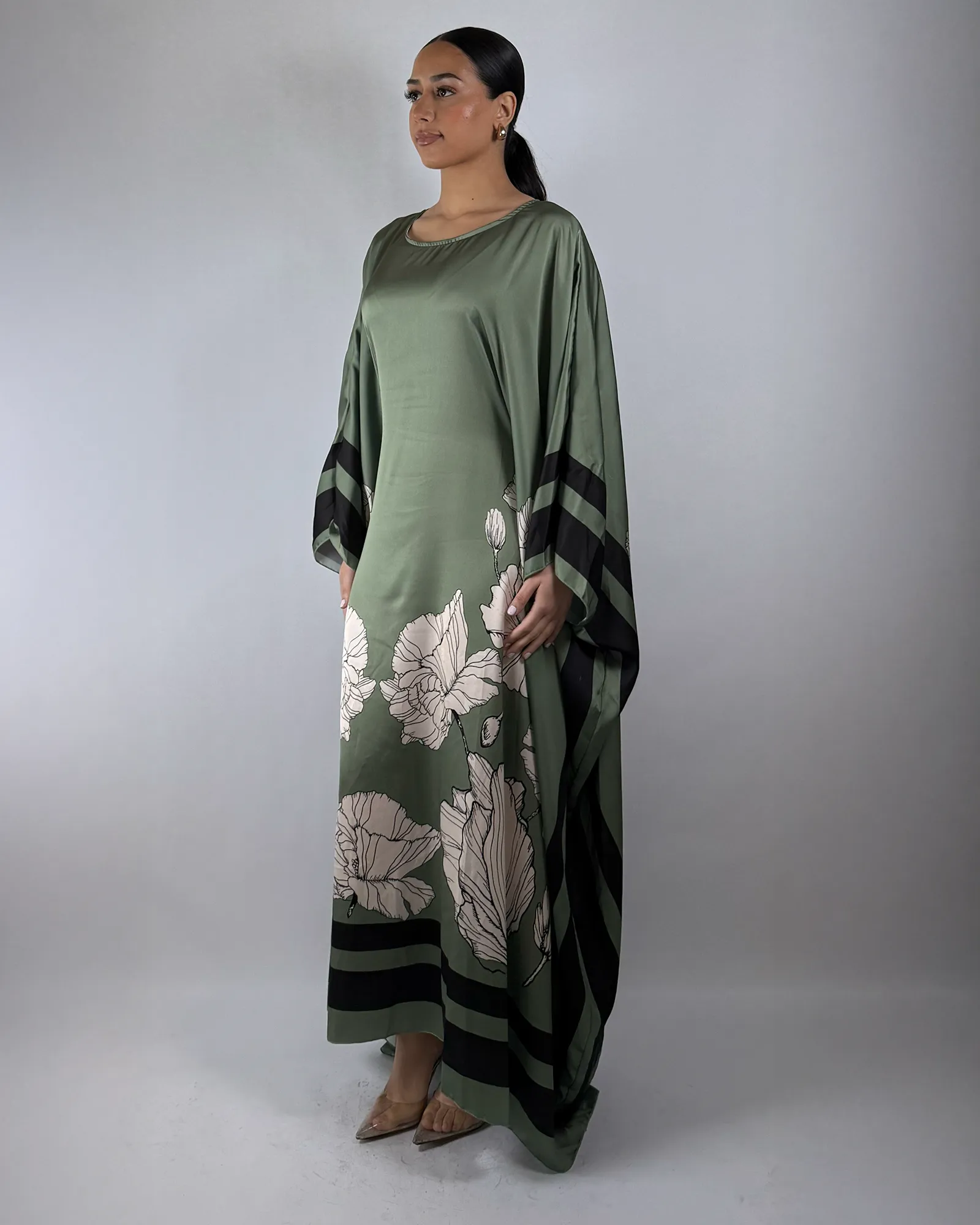 The Olive Silken Petal Kaftan