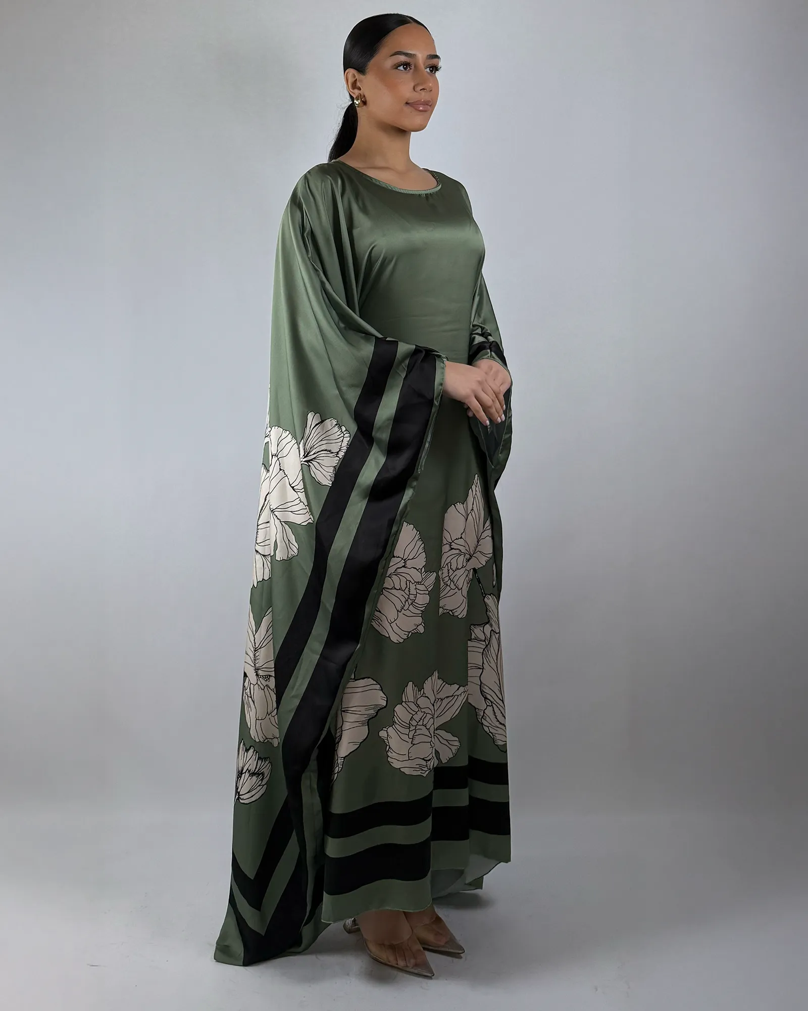 The Olive Silken Petal Kaftan