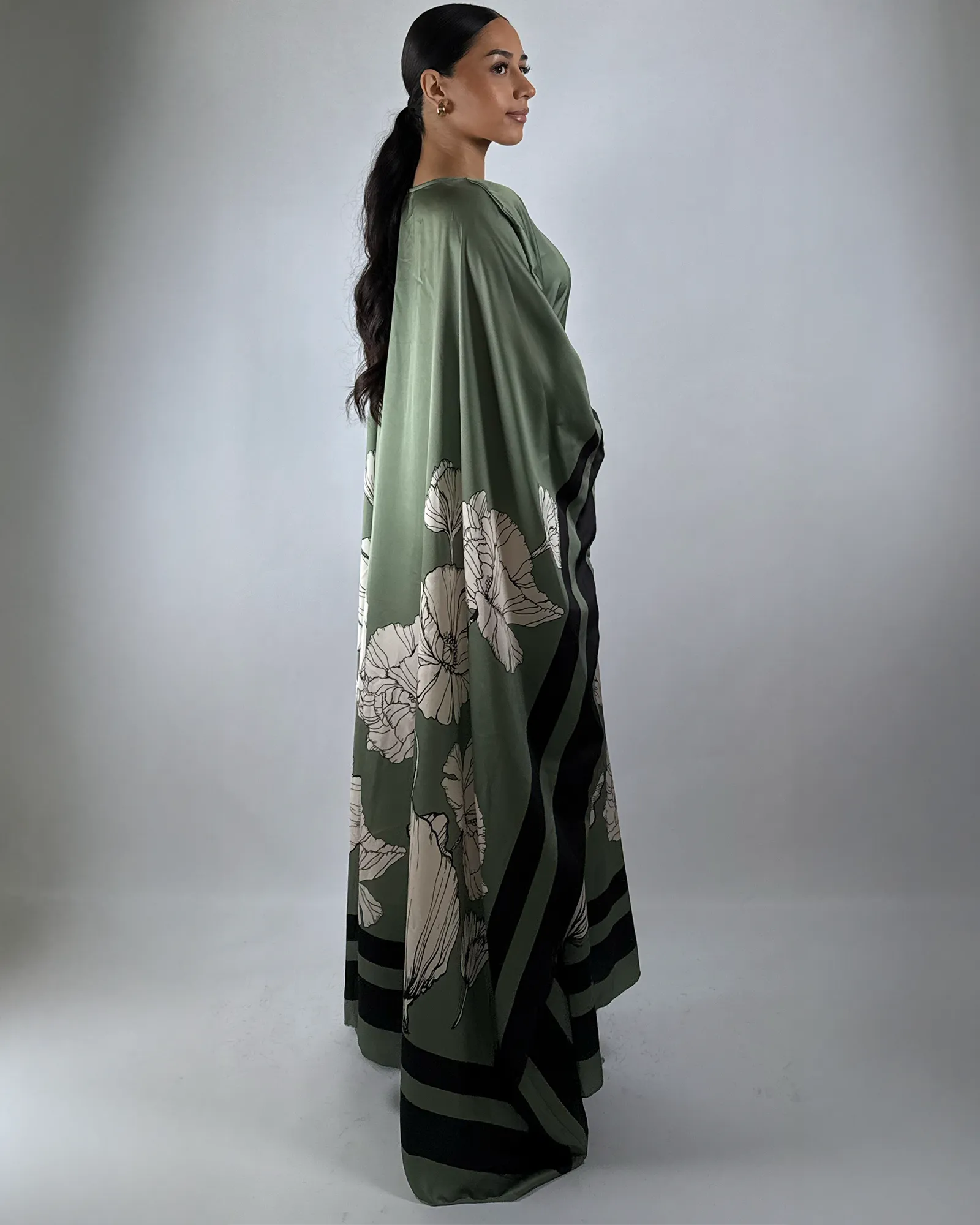 The Olive Silken Petal Kaftan
