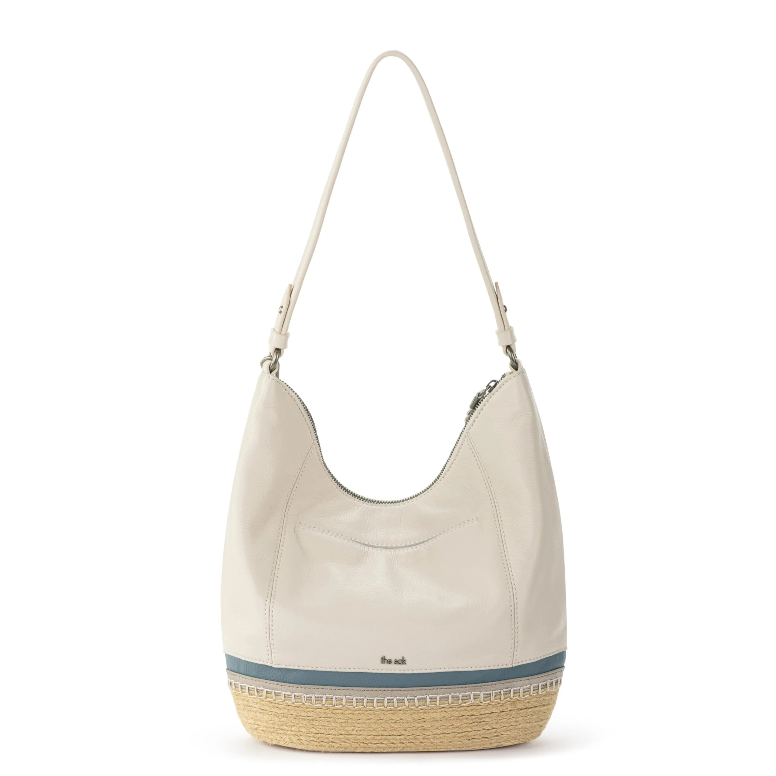 The Sak Sequoia Hobo Bag - Premium Leather Women's Handbag for Everyday And Travel, Durable, Large Purse With Shoulder Bag Strap & Zipper Pocket, Coastal Block Espadrille