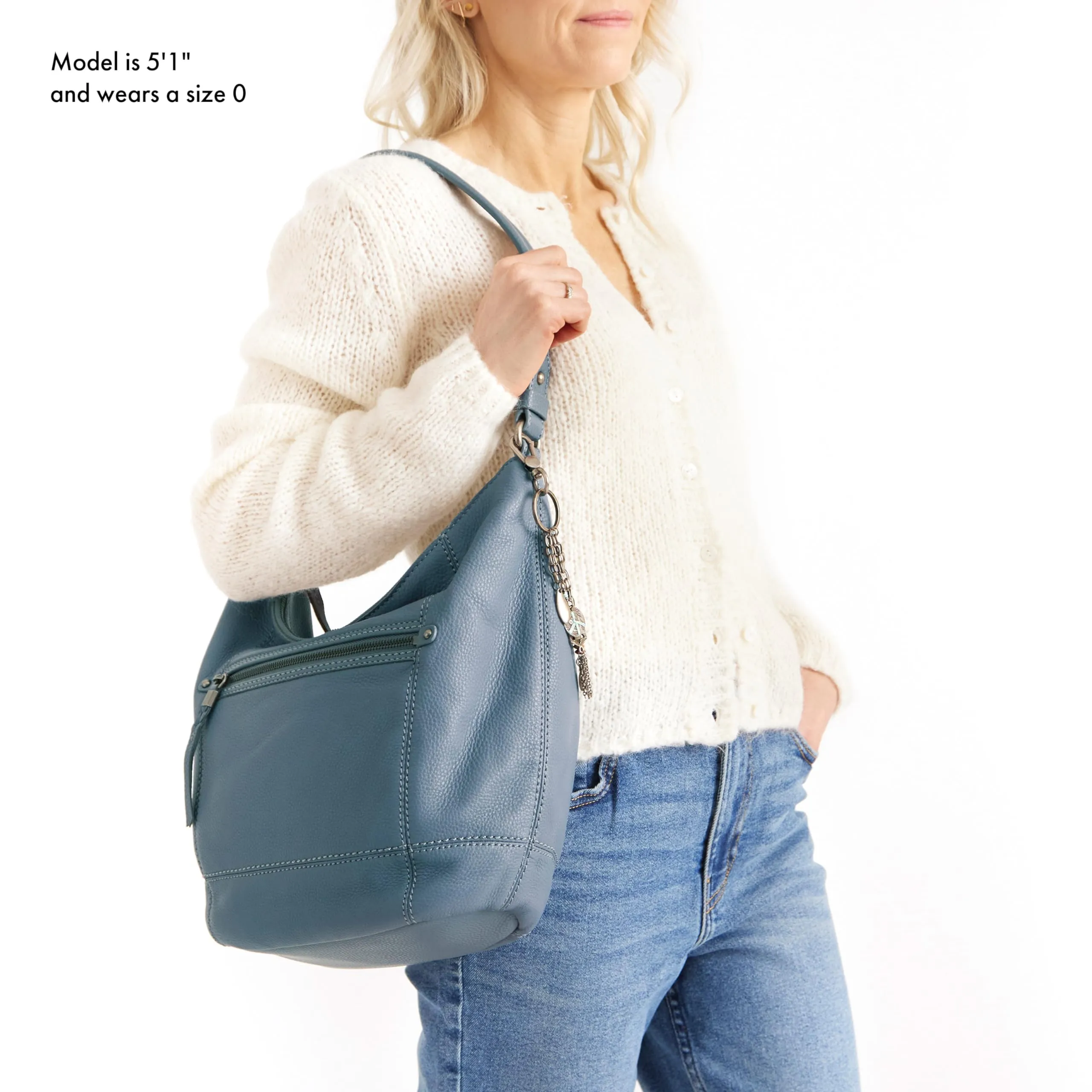 The Sak Sequoia Hobo Bag - Premium Leather Women's Handbag for Everyday And Travel, Durable, Large Purse With Shoulder Bag Strap & Zipper Pocket, Coastal Block Espadrille