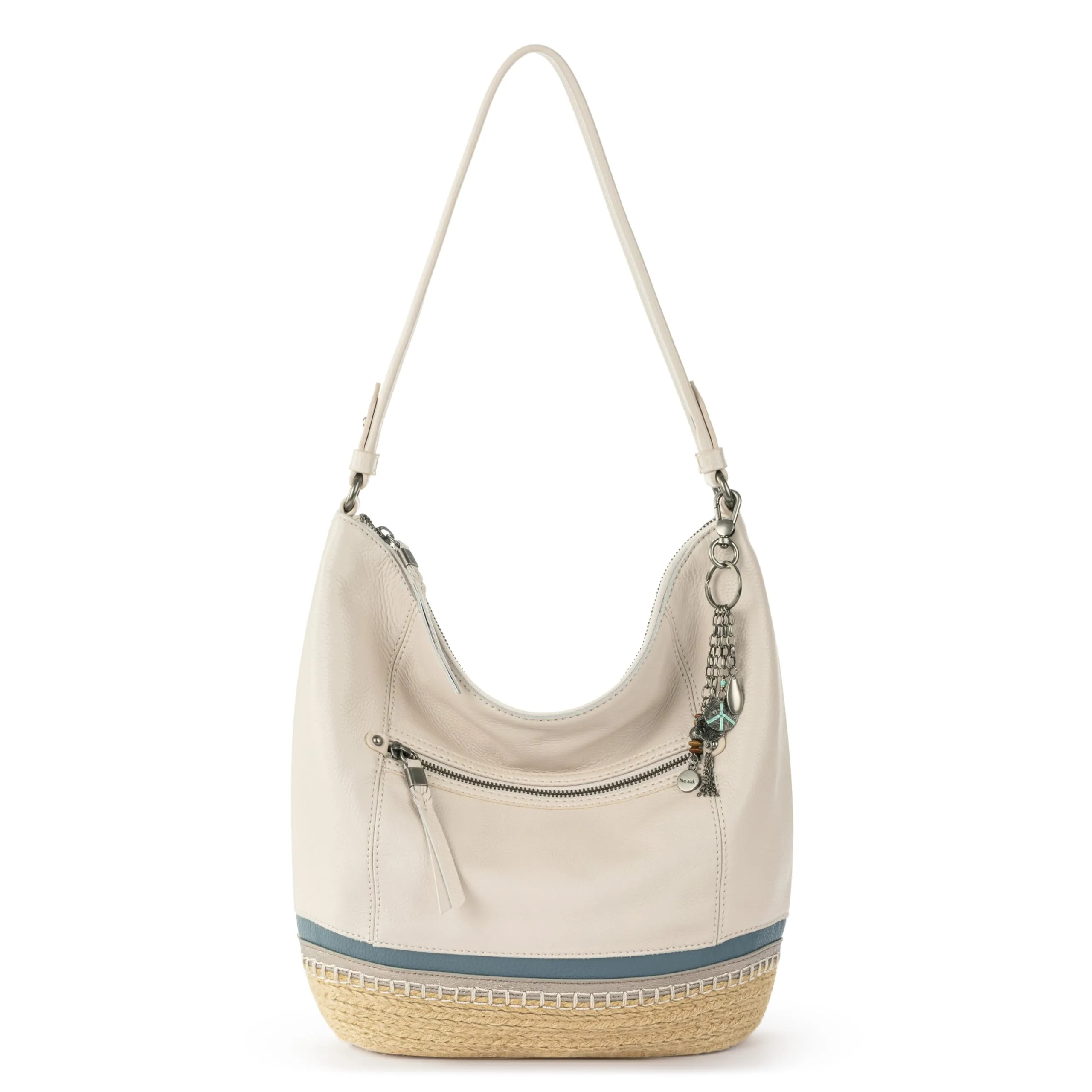The Sak Sequoia Hobo Bag - Premium Leather Women's Handbag for Everyday And Travel, Durable, Large Purse With Shoulder Bag Strap & Zipper Pocket, Coastal Block Espadrille
