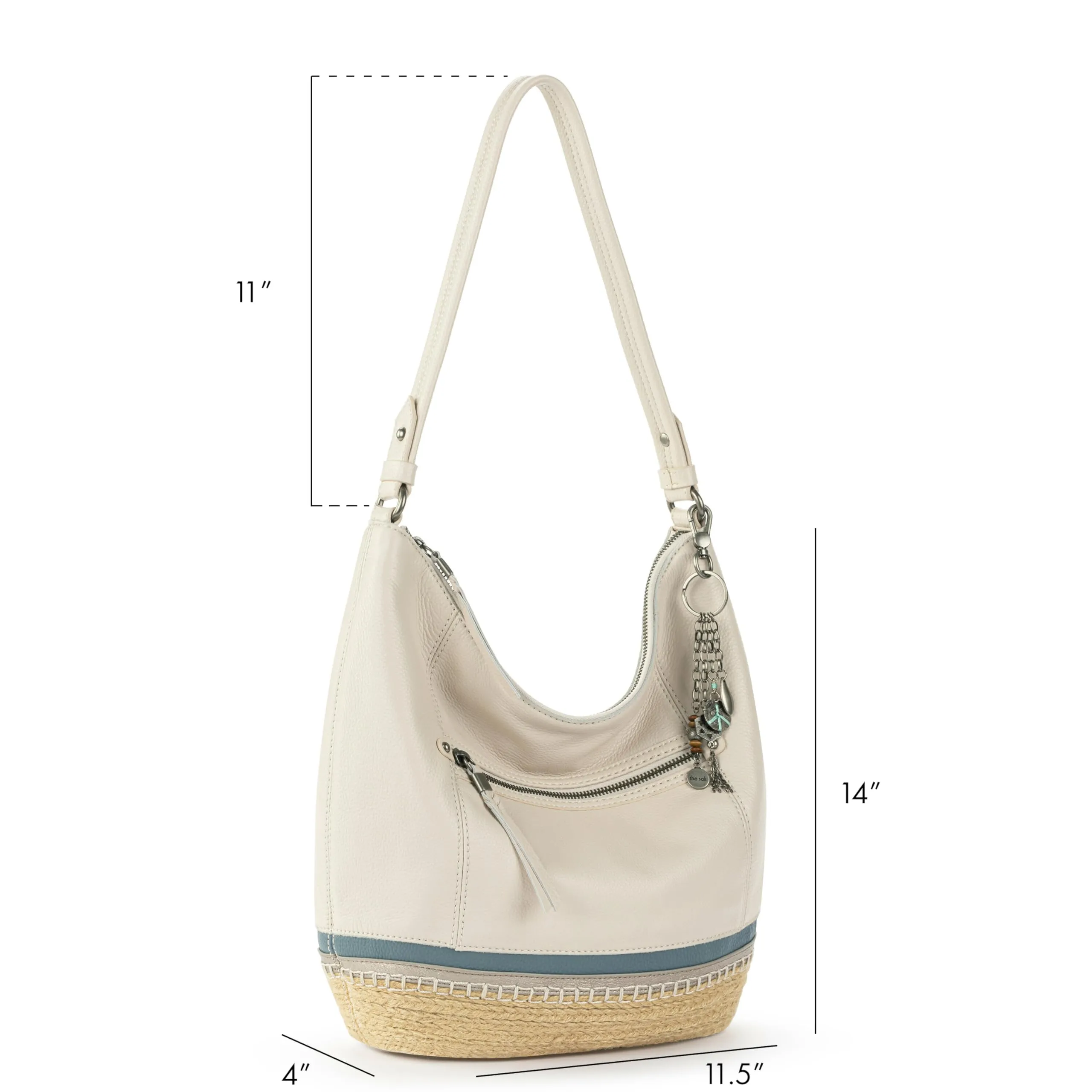 The Sak Sequoia Hobo Bag - Premium Leather Women's Handbag for Everyday And Travel, Durable, Large Purse With Shoulder Bag Strap & Zipper Pocket, Coastal Block Espadrille