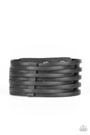 The Starting Lineup Men's Black Leather Bracelet