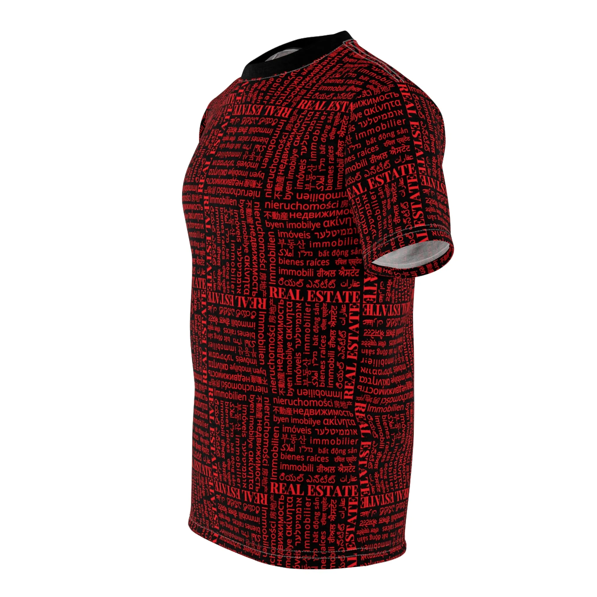 The Ultimate Real Estate Shirt! Unisex Cut & Sew Tee (AOP) Red Black