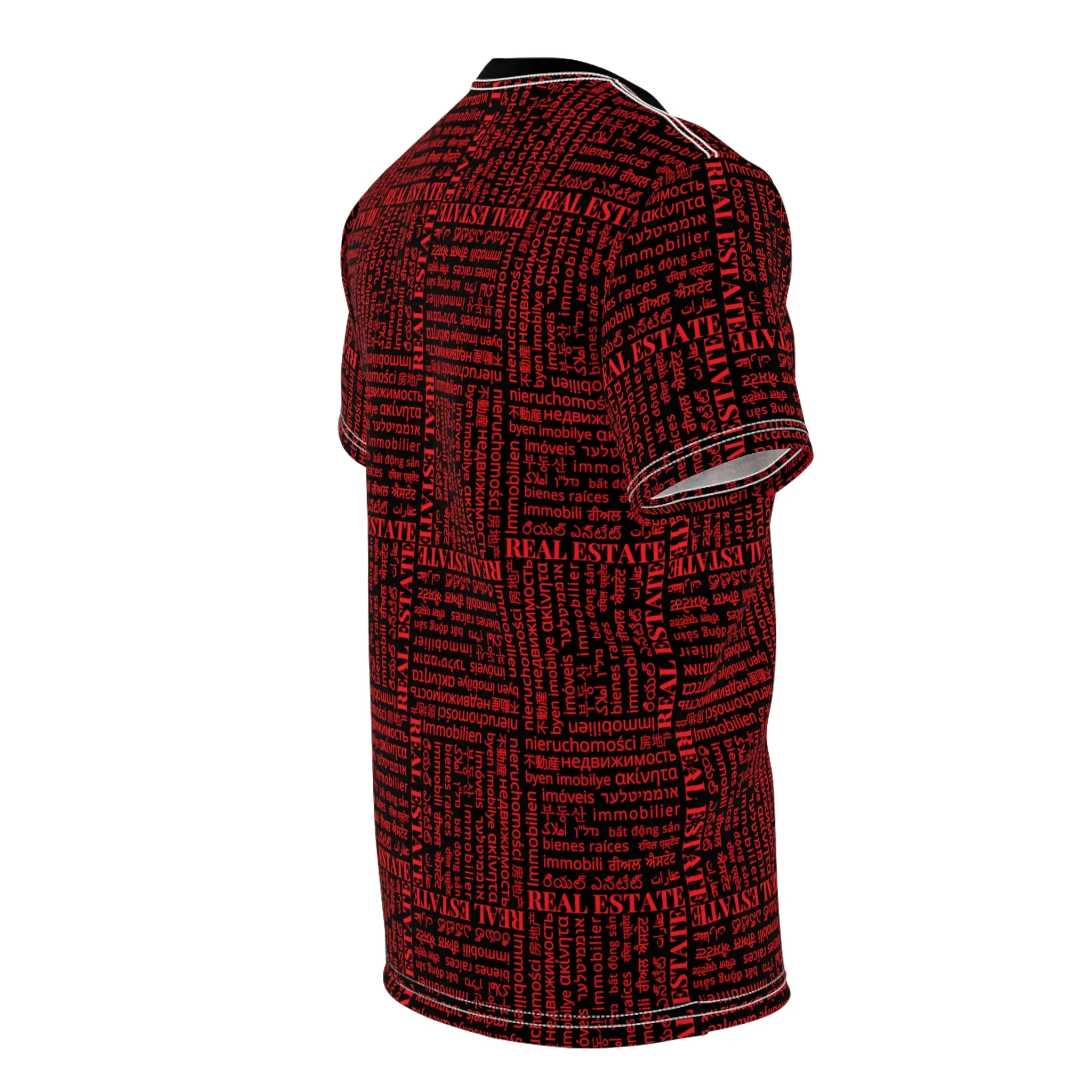 The Ultimate Real Estate Shirt! Unisex Cut & Sew Tee (AOP) Red Black