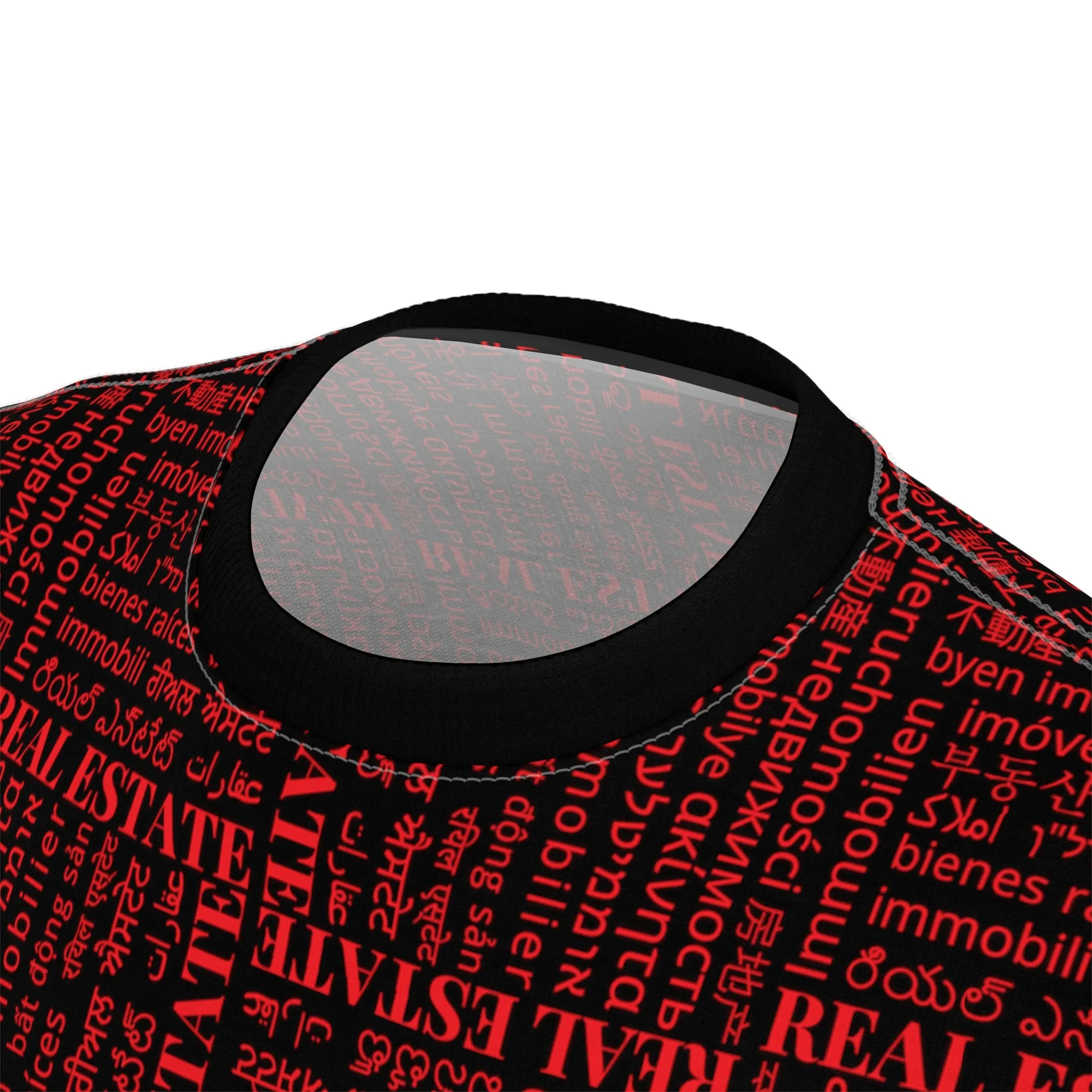 The Ultimate Real Estate Shirt! Unisex Cut & Sew Tee (AOP) Red Black