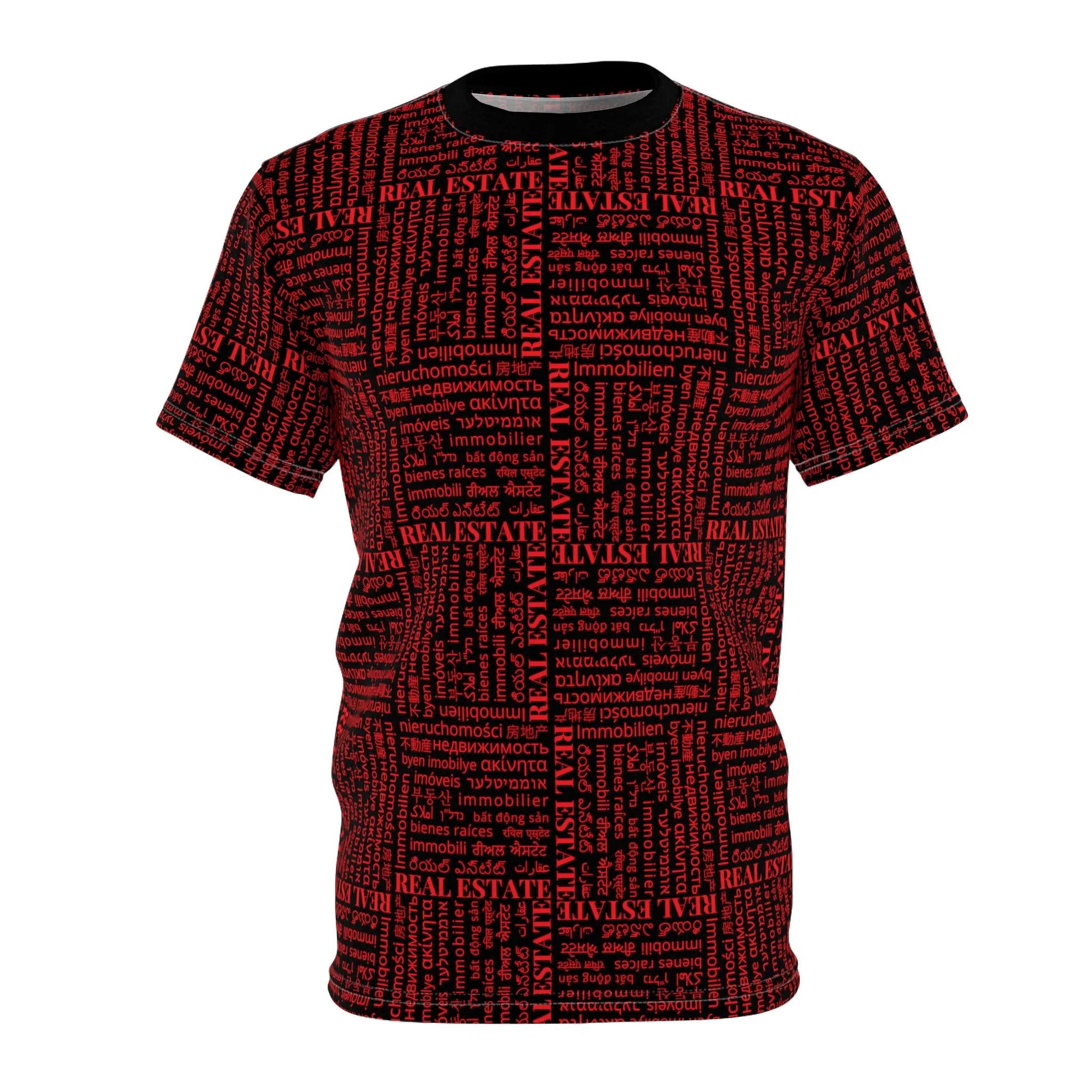 The Ultimate Real Estate Shirt! Unisex Cut & Sew Tee (AOP) Red Black